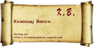 Kvassay Bence névjegykártya
